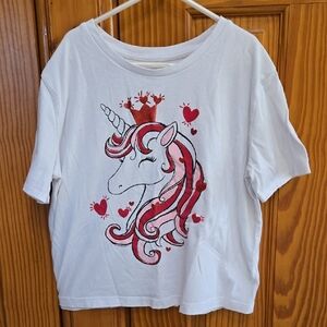 Magical Unicorn Kids Tee - White and Red